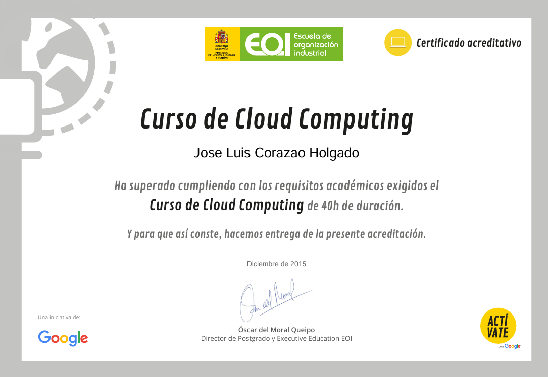 Certificado de Cloud Computing