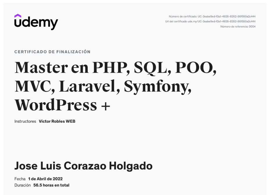 Creación de sistemas web con PHP y Laravel
